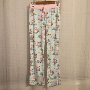 munki S Pastel Green Pink Yellow Gray Macaroons Print Pajama Bottom Pants